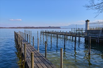 Lake Ciemsee with wooden jetty