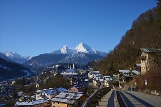 Berchtesgaden with Watzmann massif in winter