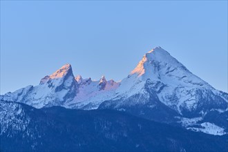 Watzmann massif at sunrise in winter