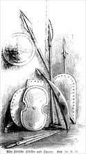 Ancient Jewish shields and spears