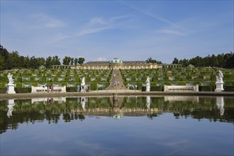 Sanssouci Palace with reflection