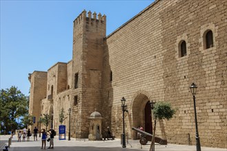 View of the main entrance and tower of Alcazar Real Palazzo Reale dell Almudaina