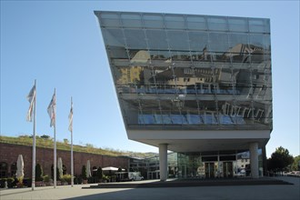Modern glass building of the DB Schenker Railion headquarters