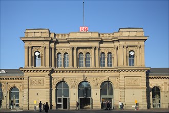 Neo-Renaissance style building Central Station and DB Inshrift