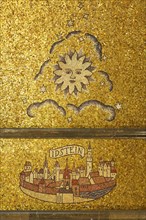 Mosaic with sun and city of Idstein in the foyer