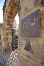 Portal and entrance to the UNESCO Luther's Birthplace with inscription Martin Luther