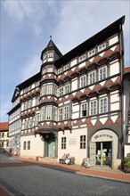 Half-timbered house with bay window and museum