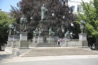 Martin Luther Monument with figures and statues
