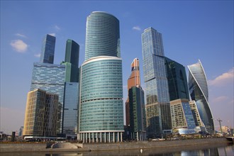 Banking district with modern skyscrapers