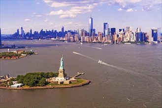 Statue of Liberty and Manhattan Aerial View