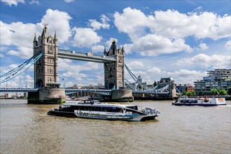 Excursion boats on the Thames with Tower Bridge