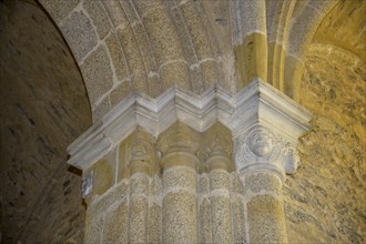 Detail of a column on the upper floor of the Romanesque double chapel