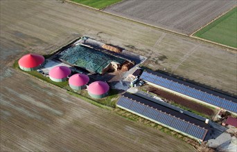 Aerial view of a farm for energy production