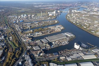 Aerial view of the seaport 1to 4 Hamburg Harburg