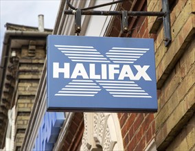 Wall hanging sign for Halifax bank branch on High Street