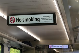 No Smoking message train electonic notice passenger information Abellio Greater Anglia train