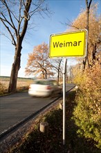 Entrance sign to the Classical City of Weimar