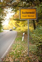 Entrance sign to beech forest near Weimar