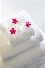 Folded white towels