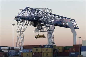 Container crane in the Rhine port of Krefeld