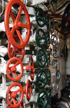 Compressed air control valves in a submarine in Kiel