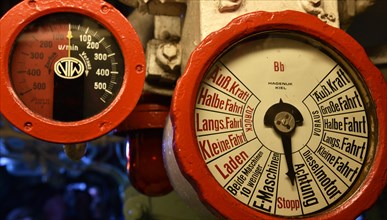Machine telegraph in a submarine in Kiel