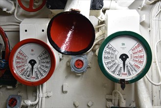 Machine telegraphs in a submarine in Kiel
