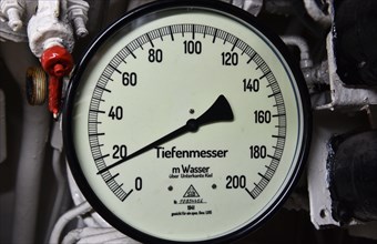 Depth gauge in a submarine in Kiel