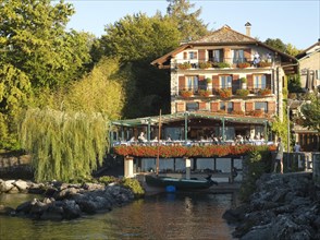 Restaurant on Lake Geneva in the village of Yvoire