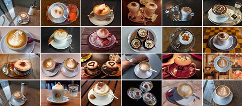 Compilation of different cappuccinios