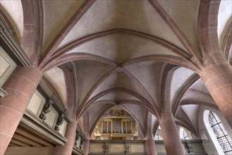 Organ gallery and vault of the late Gothic hall church from 1488