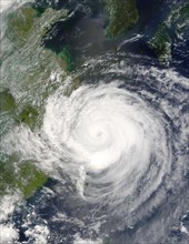 The MODIS instrument aboard NASA's Terra satellite captured this true-color image of Typhoon Rananim on August 12 at 2:40 UTC. At the time this image was taken