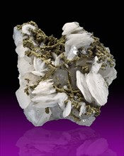 Pyrite on Calcite with Quartz from Taxco