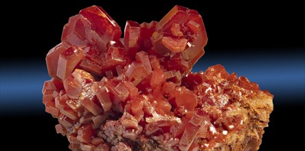 Vanadinite is a mineral belonging to the apatite group of phosphates and a lead chlorovanadate from Mexico