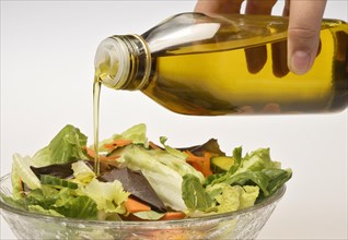 Olive Oil on Lettuce Salad
