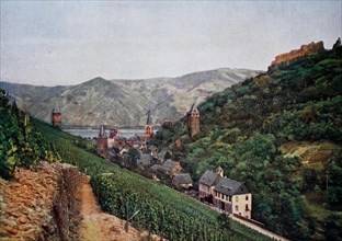View of Bacharach and Stahleck from the Steegertal valley in 1910