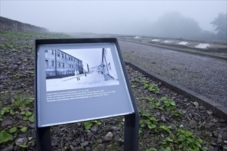 Old photo as a reminder of the camp road at beech forest Concentration Camp