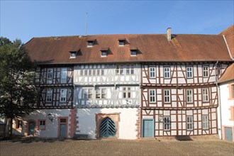 Half-timbered house cellar in the courtyard of the castle in Michelstadt