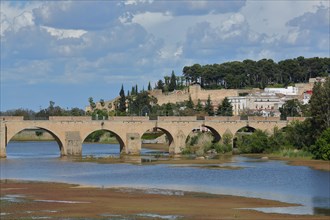 Puente de Palmas built 15th century and Alcazaba city fortress in Badajoz