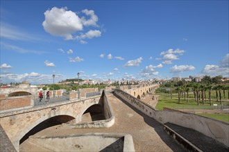 Historic city fortification Hornabeque del Puente de Palmas with bridge Puente de Palmas in Badajoz
