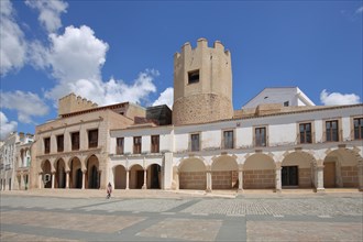 Casa Consistorial de Badajoz and Tower Torre de lo Caballeros at Plaza Alta in Badajoz