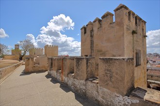 Historic city fortification Alcazaba with Torre de lo Caballeros at Plaza Alta in Badajoz