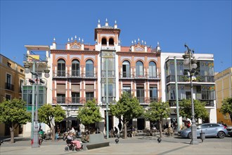 Moorish building Casa Alvarez Buiza built ca. 1920 at the Plaza de Espana in Badajoz