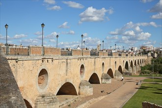 Historic arch bridge Puente de Palmas built 15th century in Badajoz