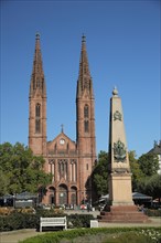Luisenplatz with Waterloo Obelisk and St. Boniface Church