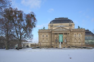 Neo-Baroque State Theatre with Schiller Monument in Winter