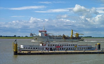 Suction dredger Alexander von Humboldt on the Weser near Bremerhaven