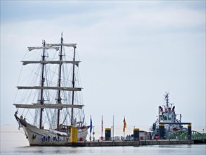 Tall ship Artemis at the Seebaederkaje in Bremerhaven