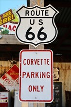 Tin sign at the Hackberry General Store on historic Route 66. Kingman