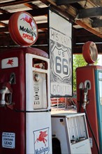 Antique gas pumps at Hackberry General Store on historic Route 66. Kingman